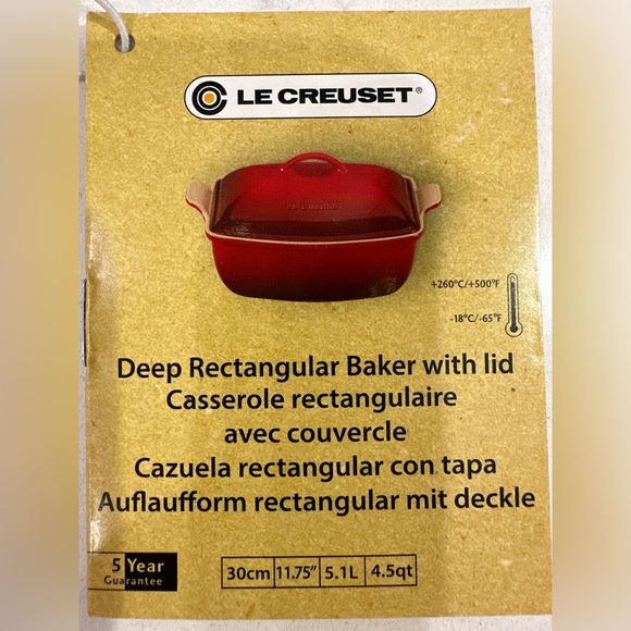 *NEW w/Tags, RARE & DISCONTINUED* Le Creuset White/Mer Deep Baker w/ Lid 4.5Qt. - Picture 2 of 4
